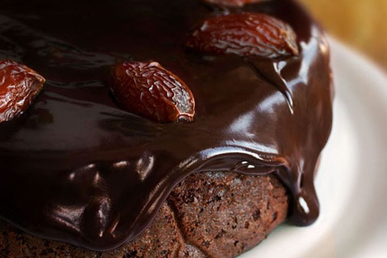 Chocolate-Date Cake with Chocolate Sticky Toffee Glaze
