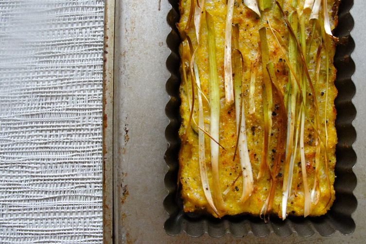 Spring Onion Polenta Tart