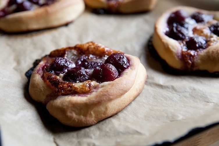 Brioche Circles with Brie and Cherries
