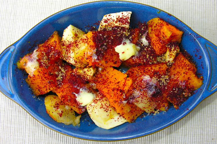 Annaliese's roasted butternut squash with cranberry and pear accents