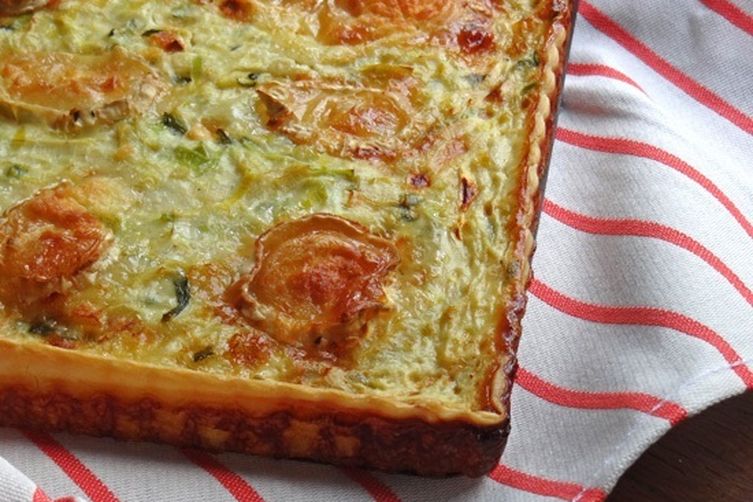 Leek and goat’s cheese quiche