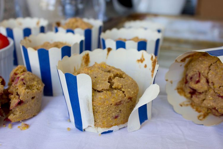 Strawberry Banana Corn Muffins