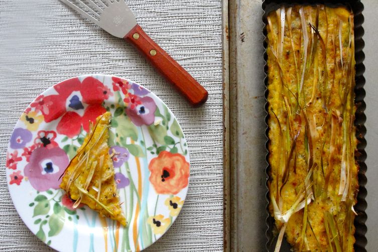 Spring Onion Polenta Tart