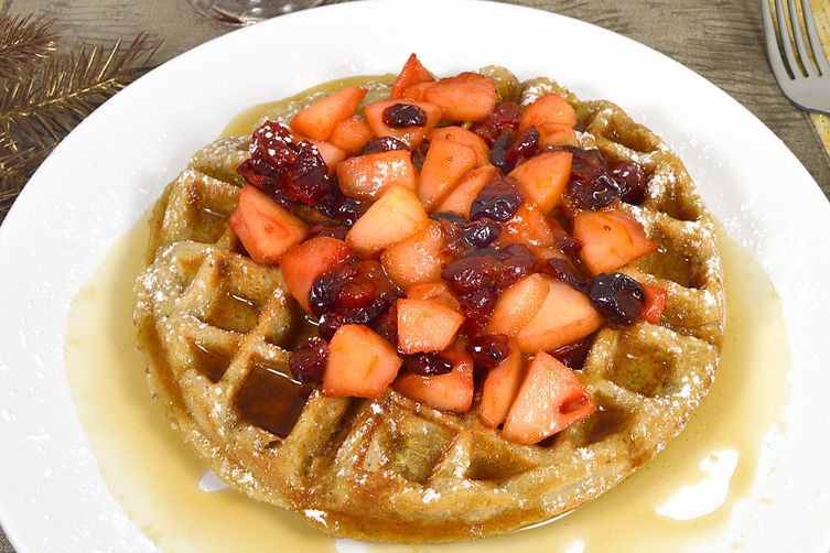 Chestnut Waffles with Apple Cranberry Topping