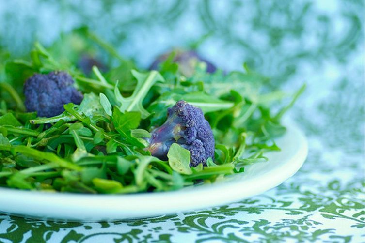 Roasted Purple Cauliflower and Arugula Salad