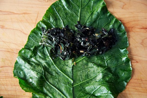 Collard Roll Ups with Coconut Curry Kale