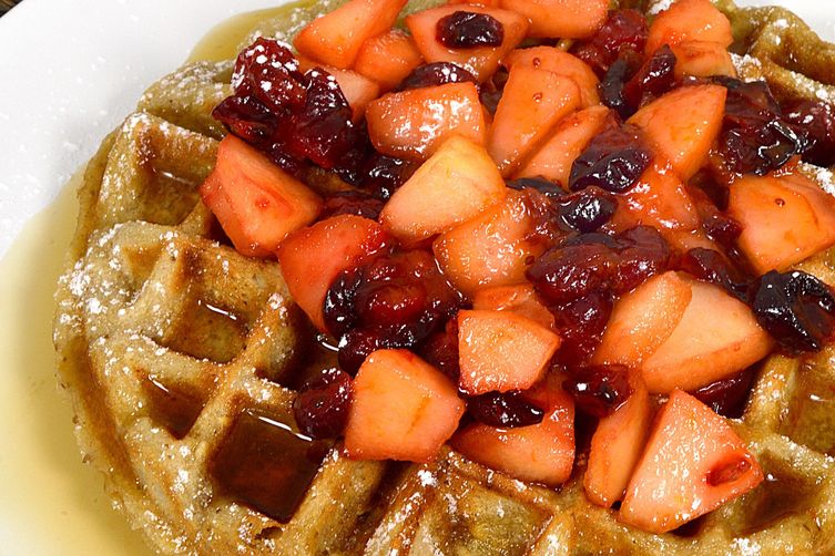 Chestnut Waffles with Apple Cranberry Topping