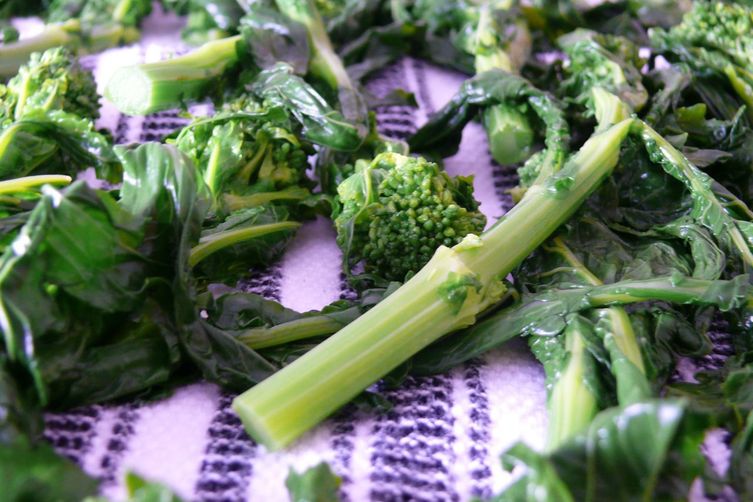 porcini-fried rapini (broccoli rabe)