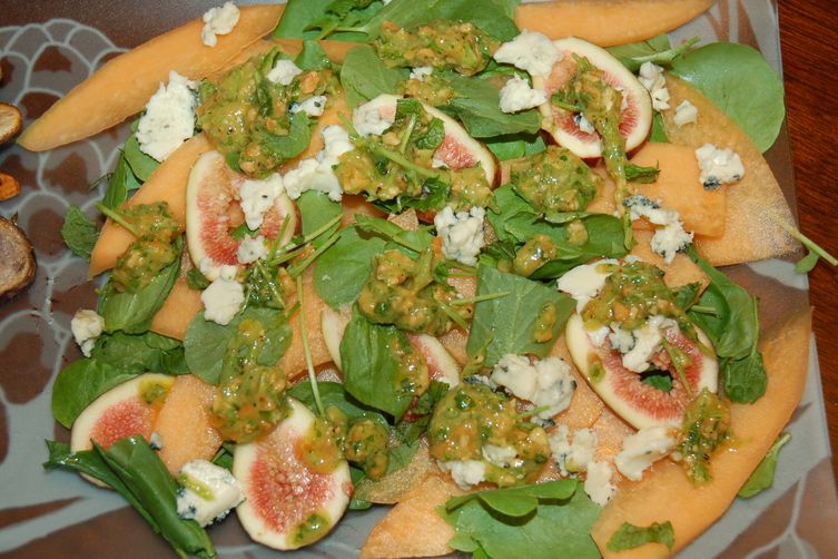 Melon and Watercress Salad with Honey-Marcona Almond Dressing