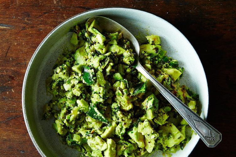Julie Sahni's Curried Avocado with Garlic and Green Chiles