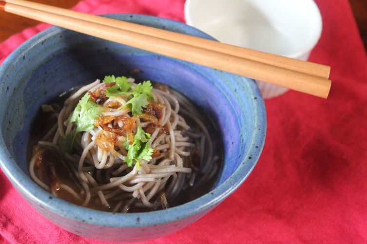 Soba with Crispy Shallots, Bonito &amp; Cilantro