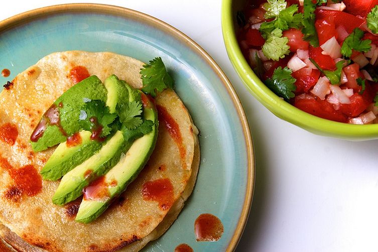 Feta Quesadillas with Fresh Pico de Gallo and Avocado