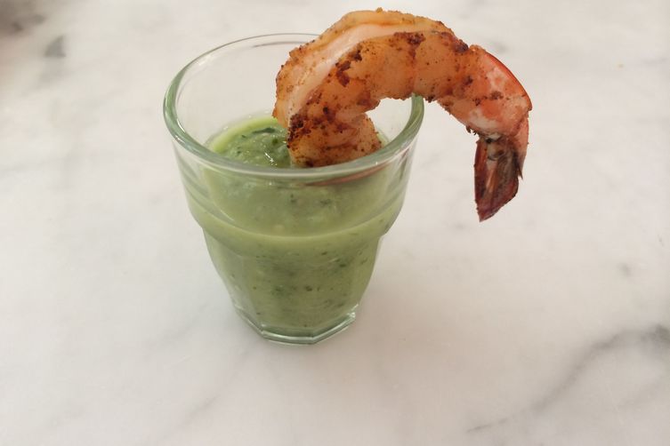 Green Gazpacho with Chili Cumin Shrimp