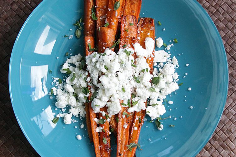 Caramelized Carrots with Herbed Goat Cheese "Snow"