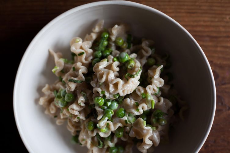 Pasta with Spring Vegetables, Bathed in Cream