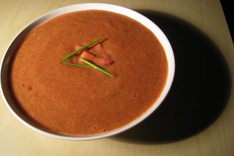 Strawberry Gazpacho with Strawberry Balsamic Compote