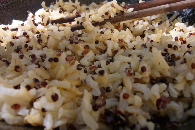 Perfect long grain brown rice with black or red quinoa