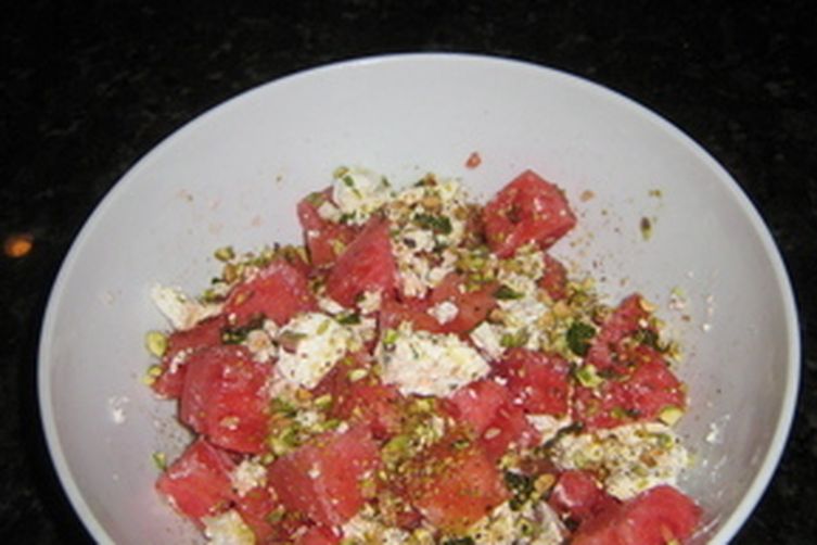 Watermelon and Goat Cheese Salad with a Verbena Infused Vinaigrette