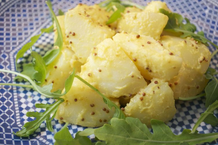 Poached Potatoes with Triple Mustard